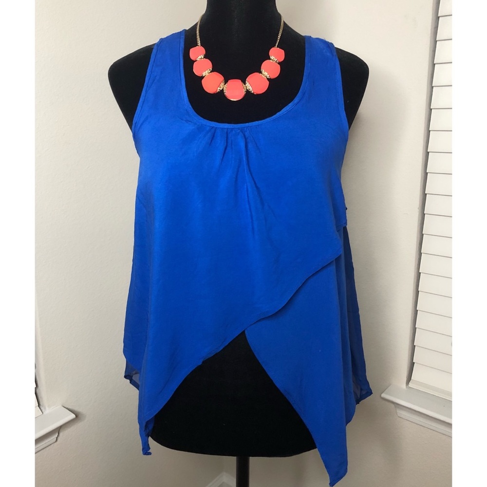 Royal Blue Slit Sleeveless Top